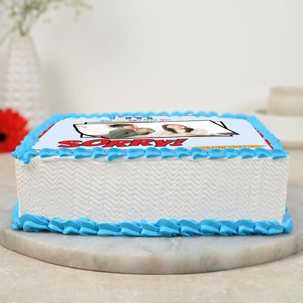 Side View of I Am Sorry Photo Cake 